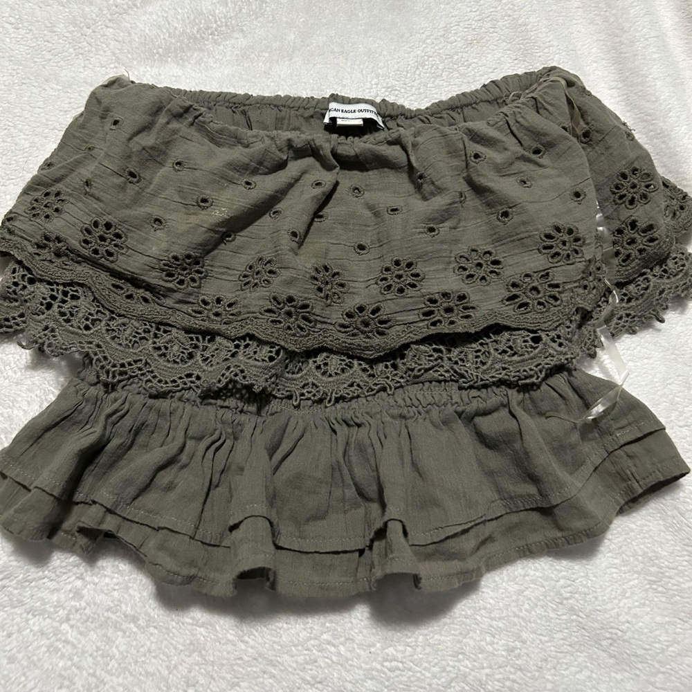 American Eagle Outfitters Khaki Lace Tube Top